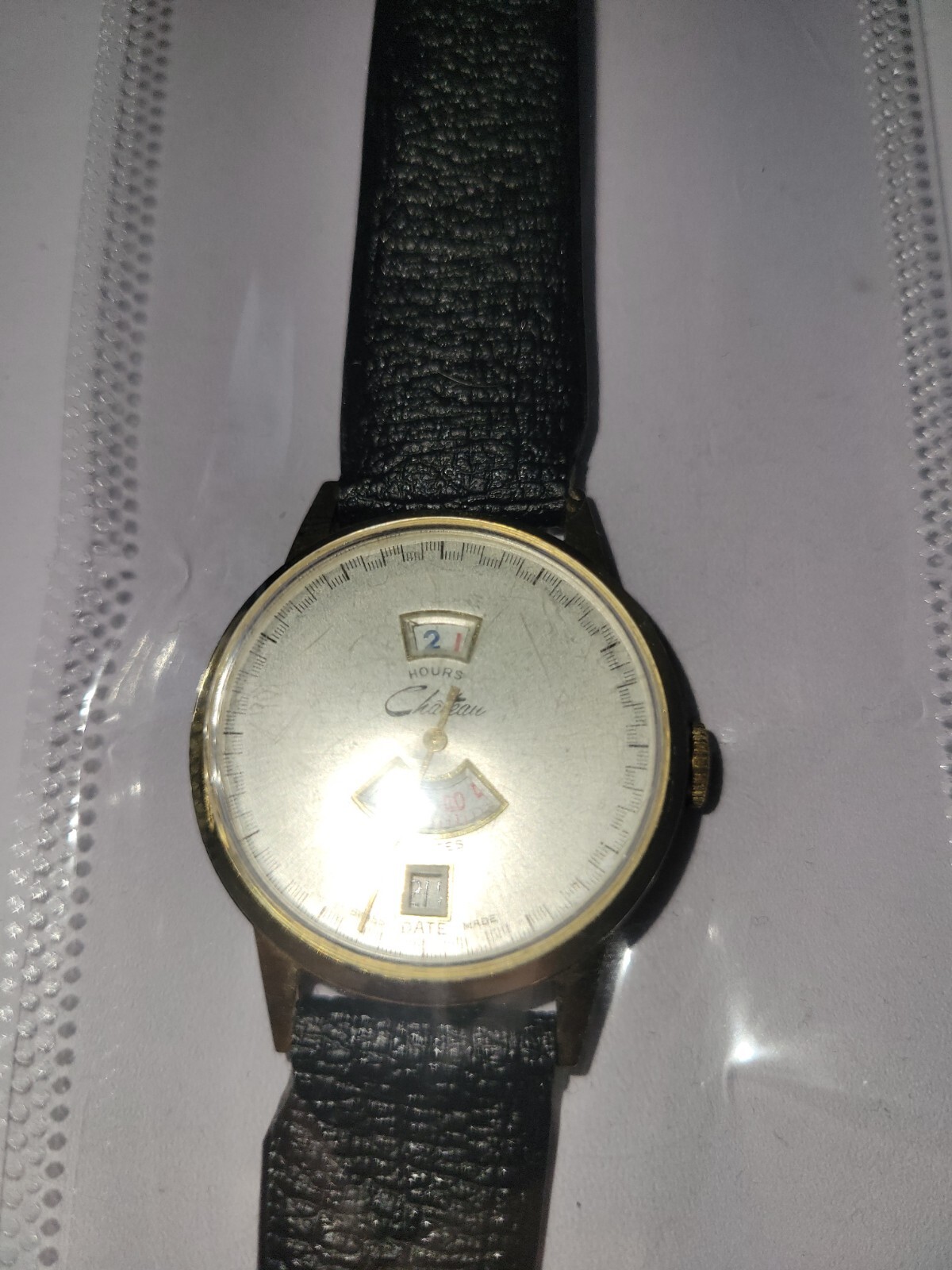 CHATEAU JUMP HOURS WINDING AGED DIAL SWISS MEN’S FULL WORKING VINTAGE
