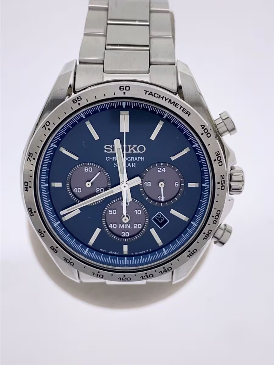 SEIKO Solar Watch Analog NVY SLV v175 0fa0