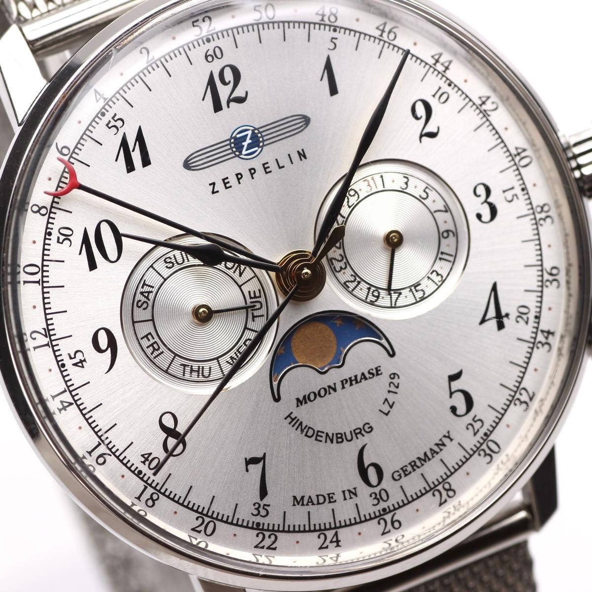 Zeppelin LZ129 Hindenburg Moon Phase 7036-1 Quartz Germany Men’s Watch