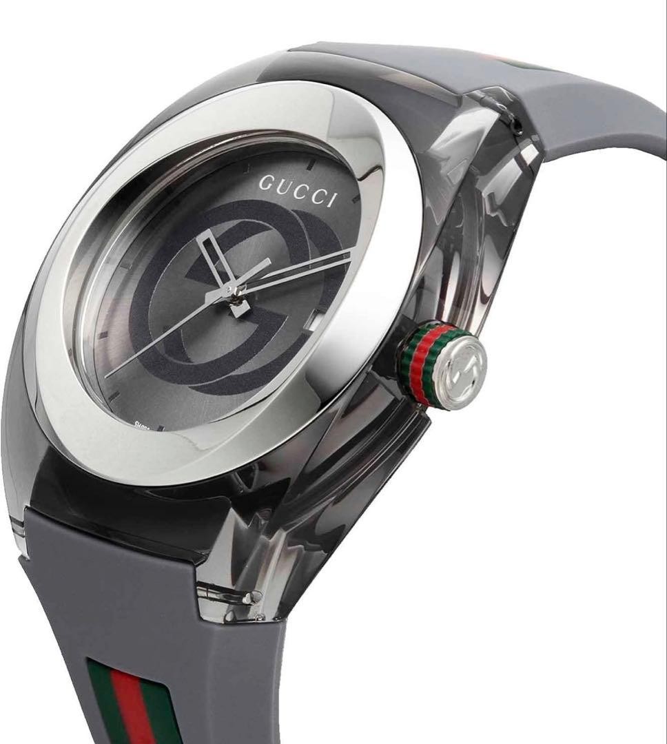 New Gucci Watch Rubber Strap SYNC Gray YA137109A