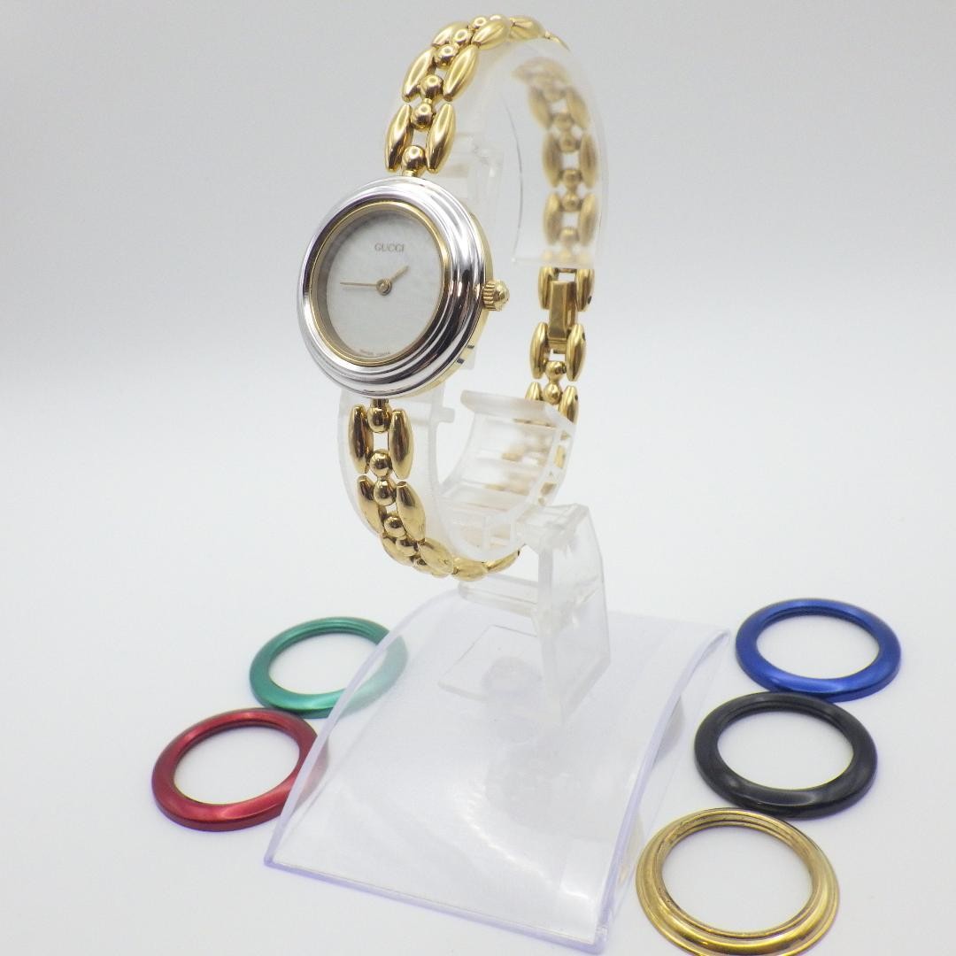 GUCCI Vintage Change Bezel Quartz Watch Gold 11/12.2 6 Color Swiss Running
