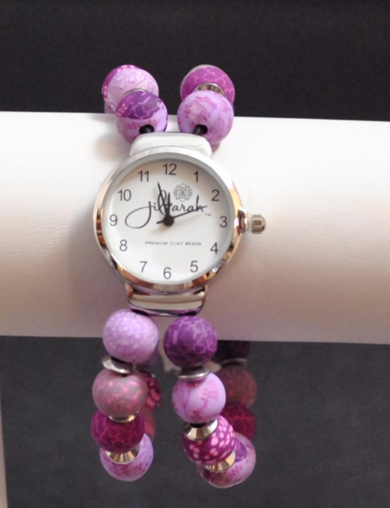 Jilzarah Lilac Round Watch Polymer Clay Beads Handcrafted Artisan Jewelry Y1
