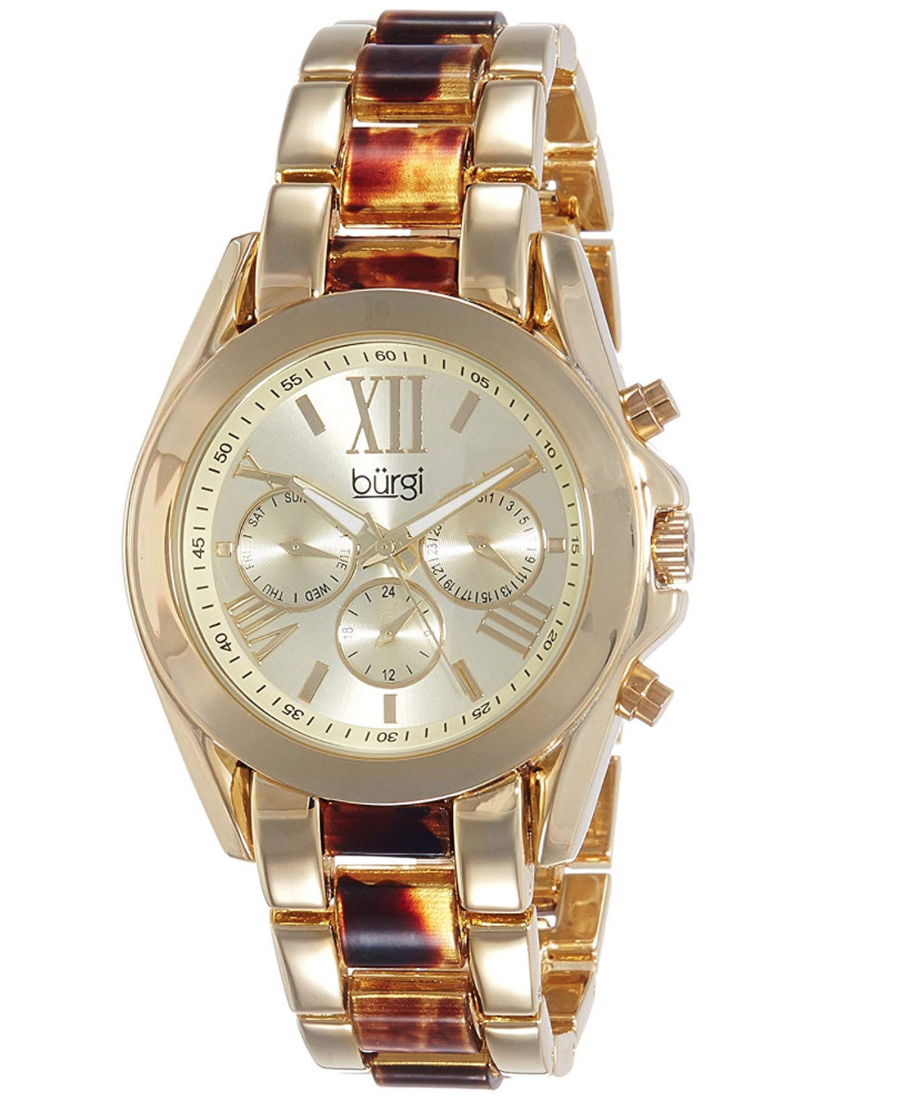Burgi BUR094YG Women’s Gold Tortoise Watch F1152