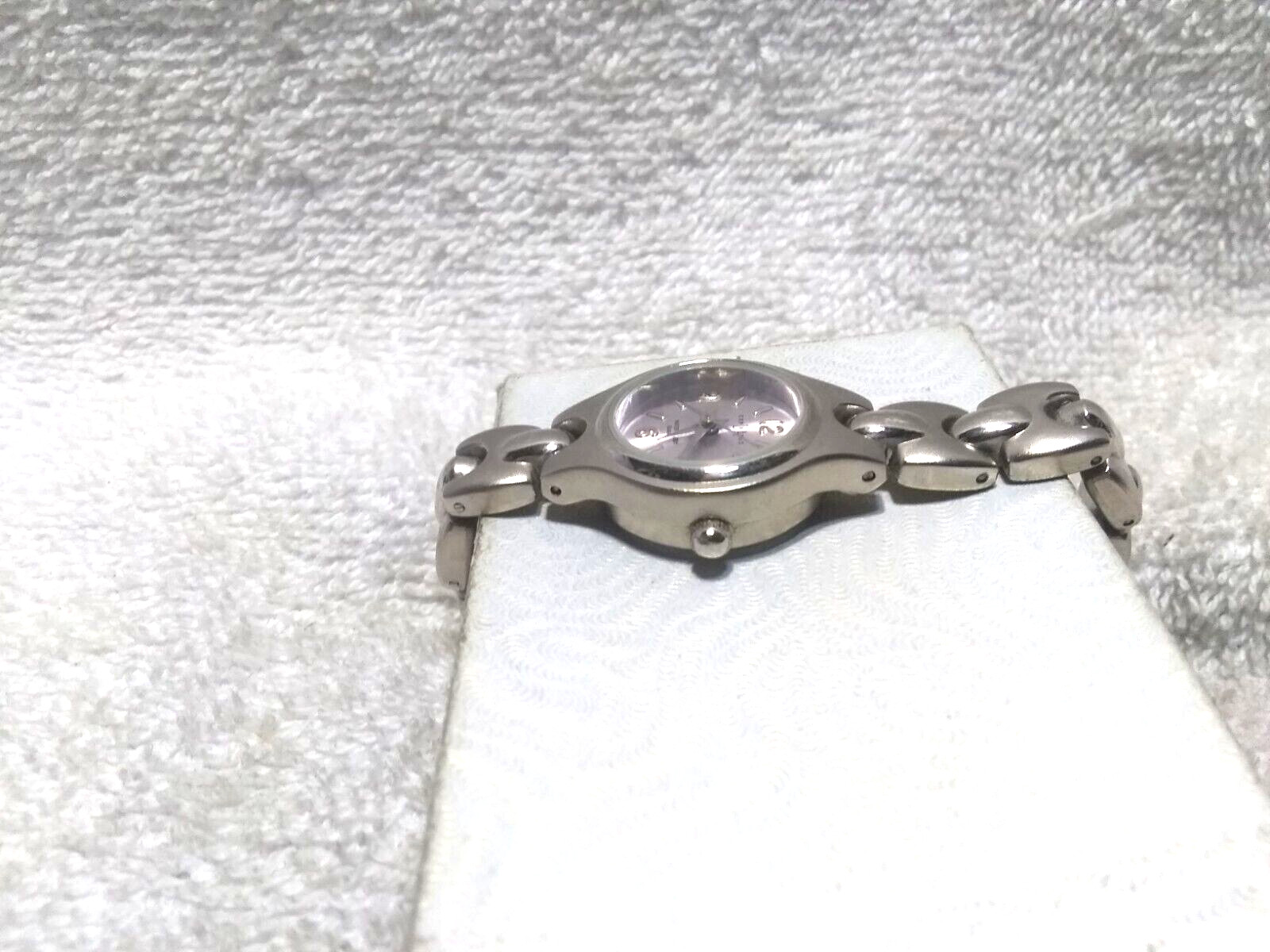 LA Express Quartz Watch Silver Dial Bracelet Band Date Indicator New Bat Works