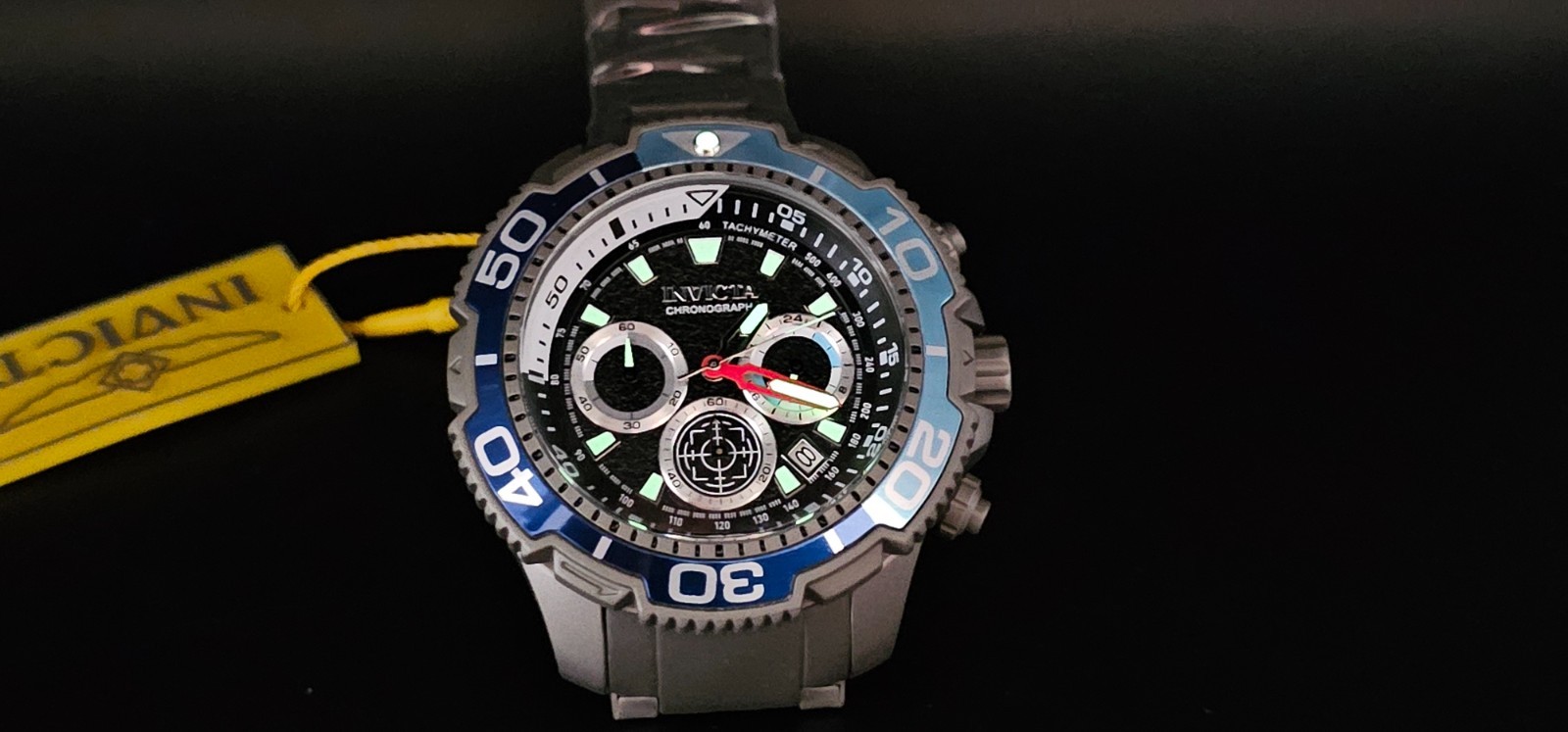 49493 – Invicta TI-22 Commandor Watch – 48mm, Titanium Navy & Sky Blue Bezel