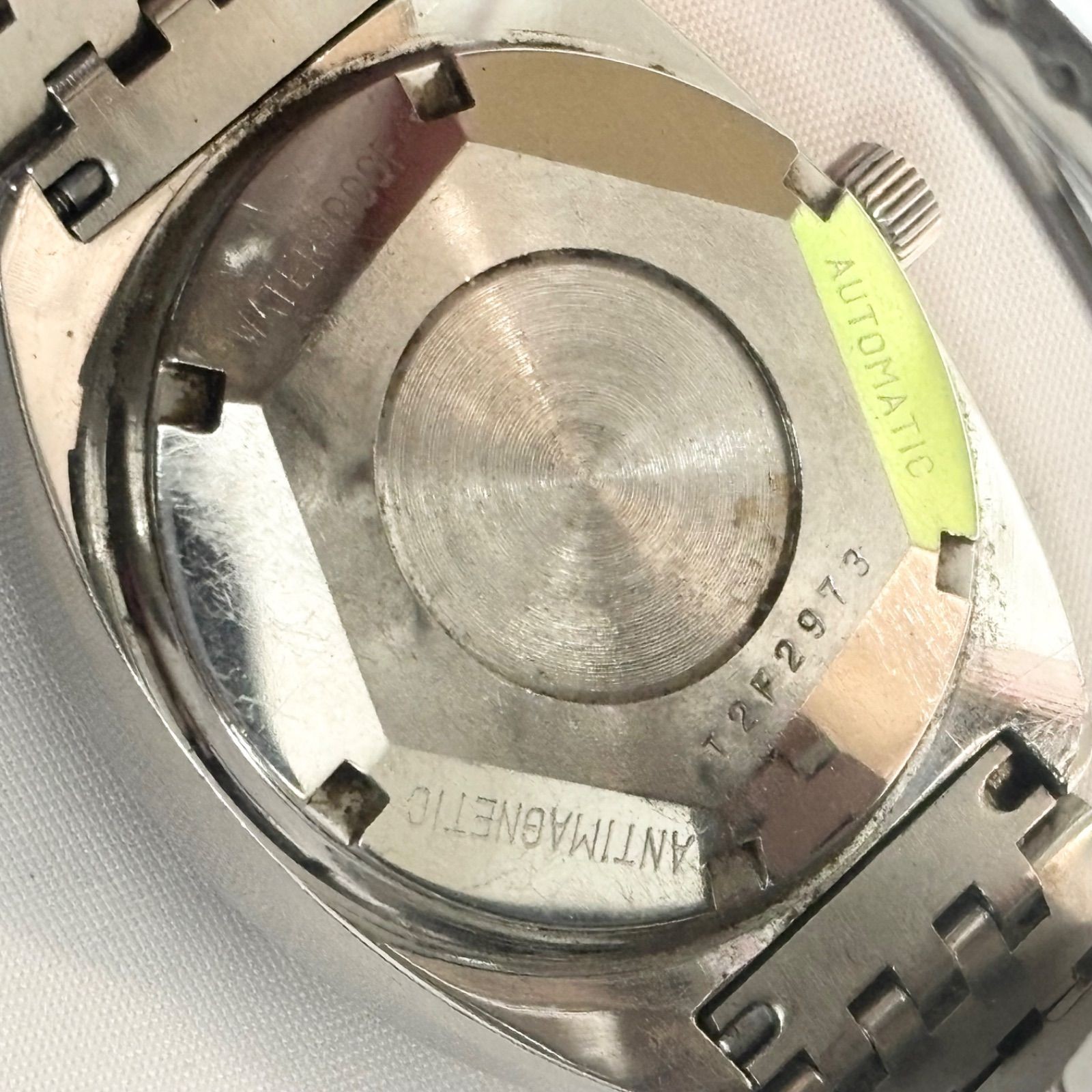 Technos Thunder Automatic Date Watch Black Dial Silver Bracelet Vintage