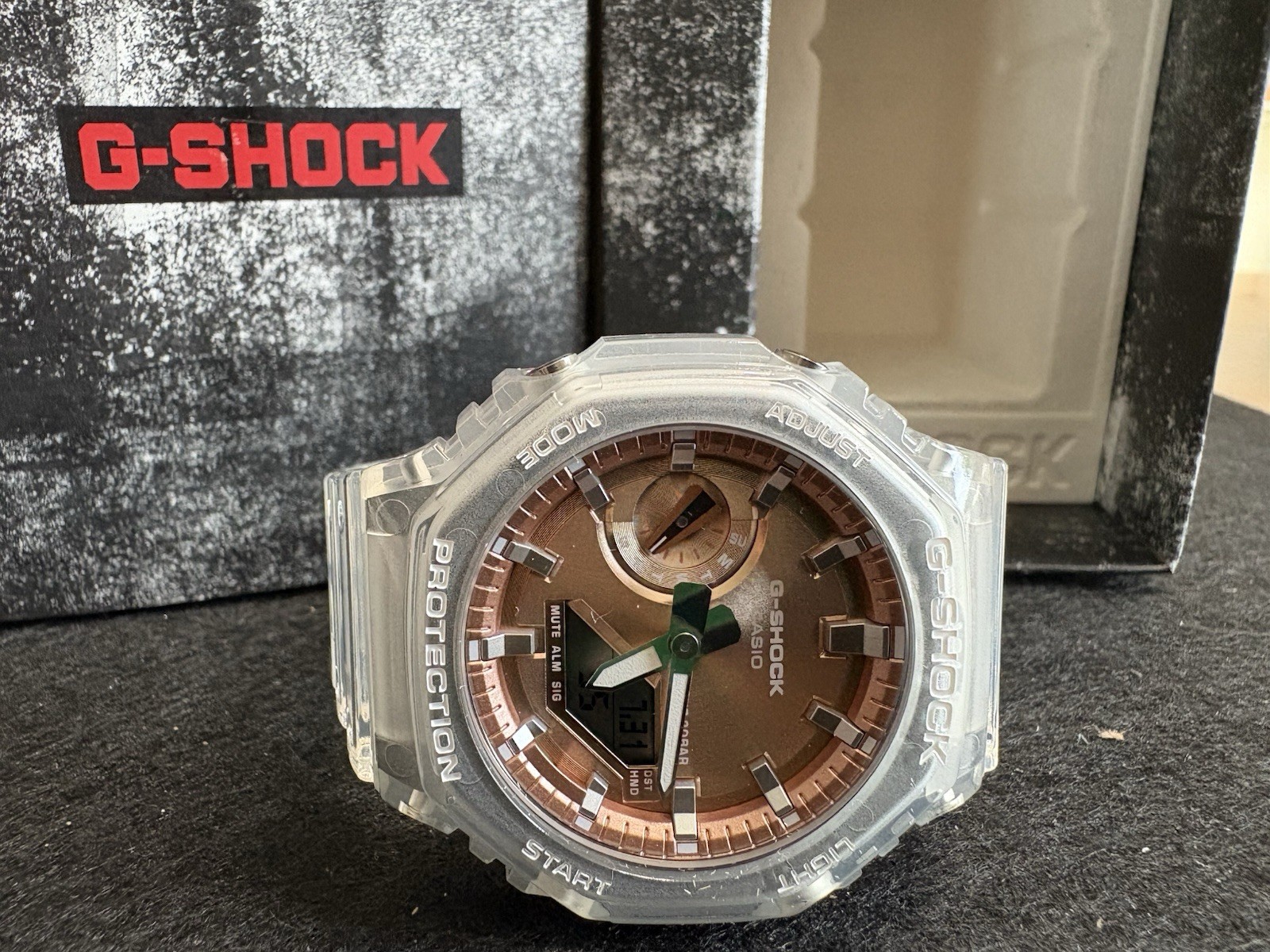 Casio G-Shock CasiOak Clear Transparent Watch Rose Gold Dial GA2100BM-7A5 New