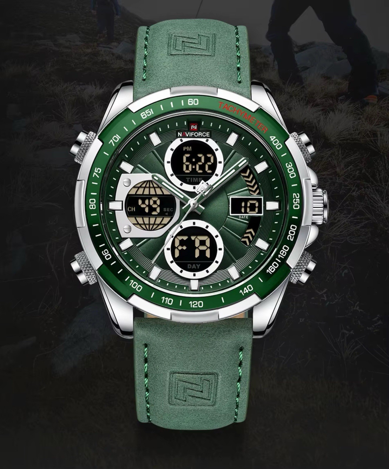 NAVIFORCE LED Men Sport Watches Luxury Brand Dual Time Digital Quartz Wristwatch