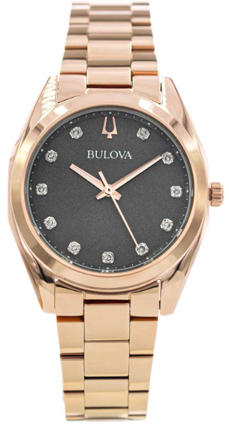 Bulova Surveyor Diamond Grey Dial Stainless Steel Ladies Watch 97P156