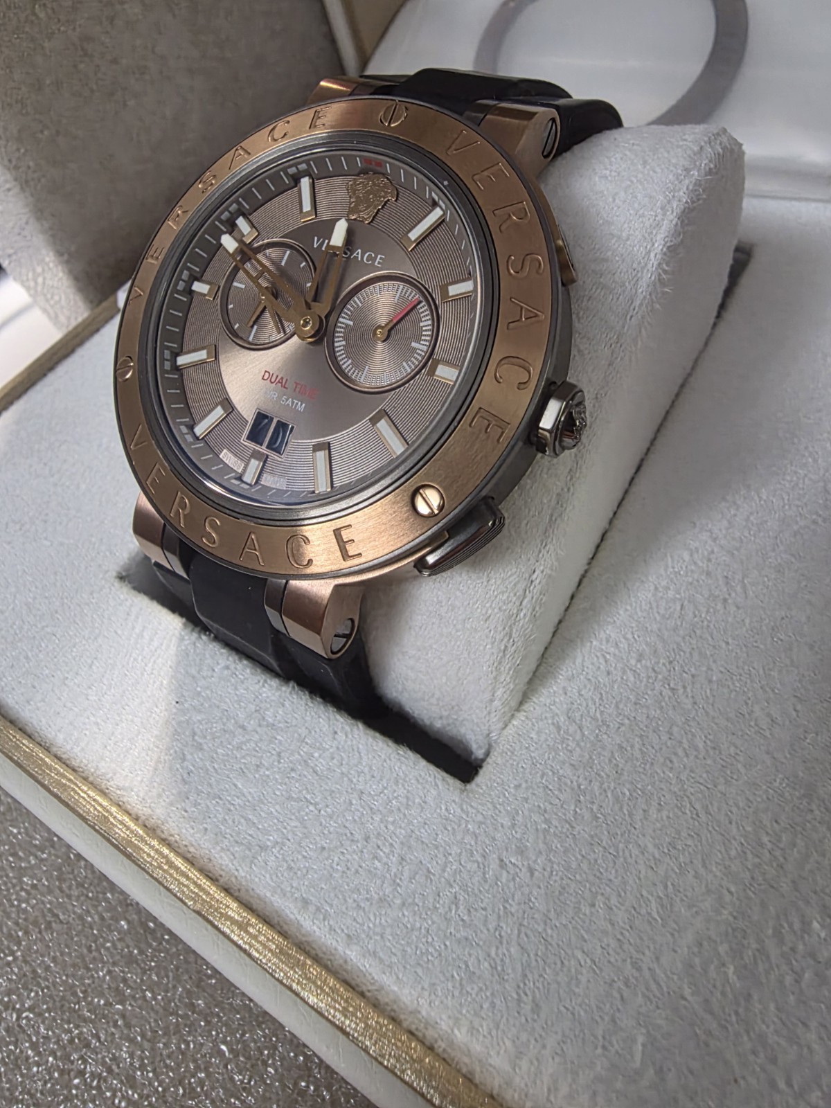 Versace V-Extreme Brown Chronograph Dial Rubber Strap Men’s Watch VCN030017