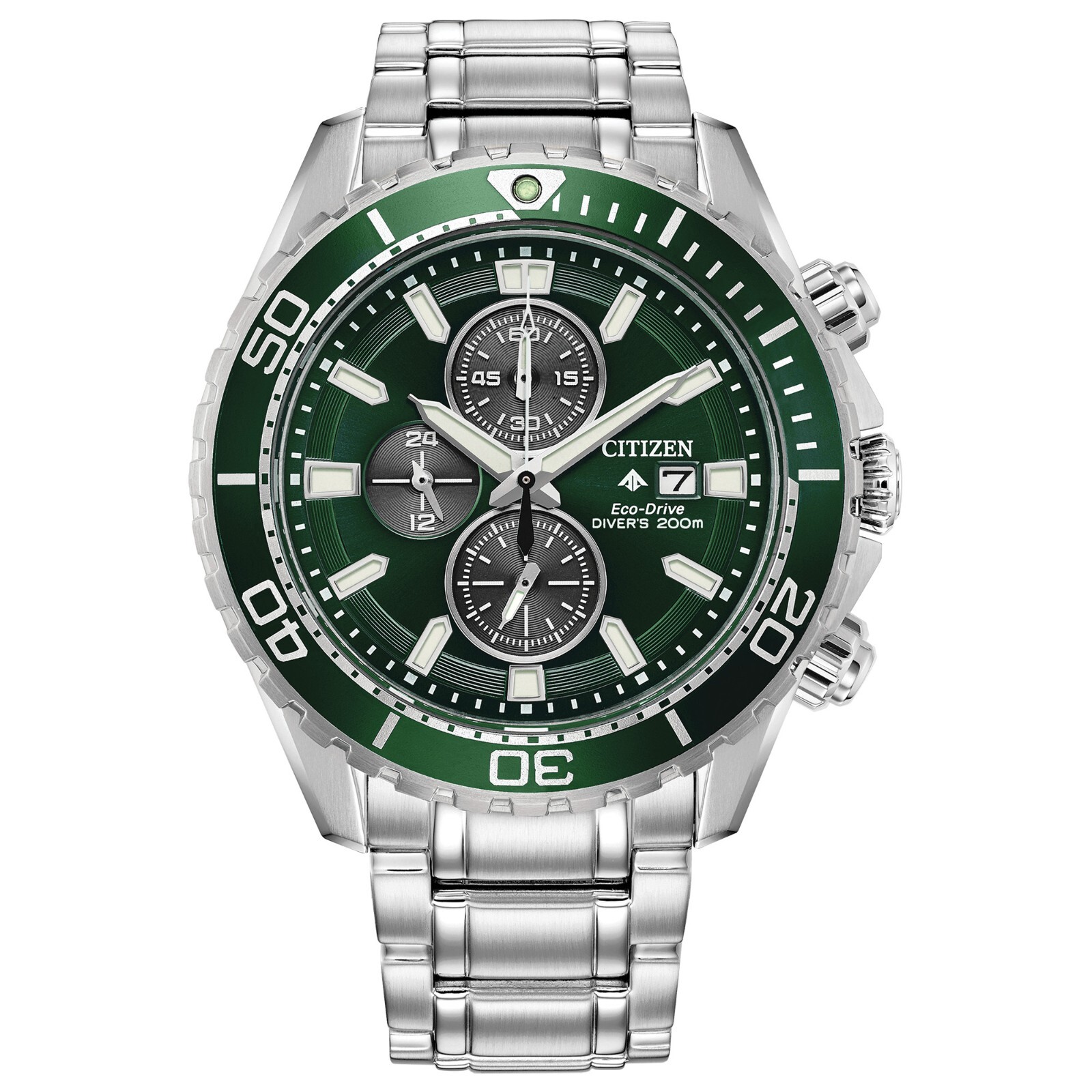 Citizen Men’s Sea Chronograph Calendar Eco-Drive Silver Watch 45 MM CA0820-50X