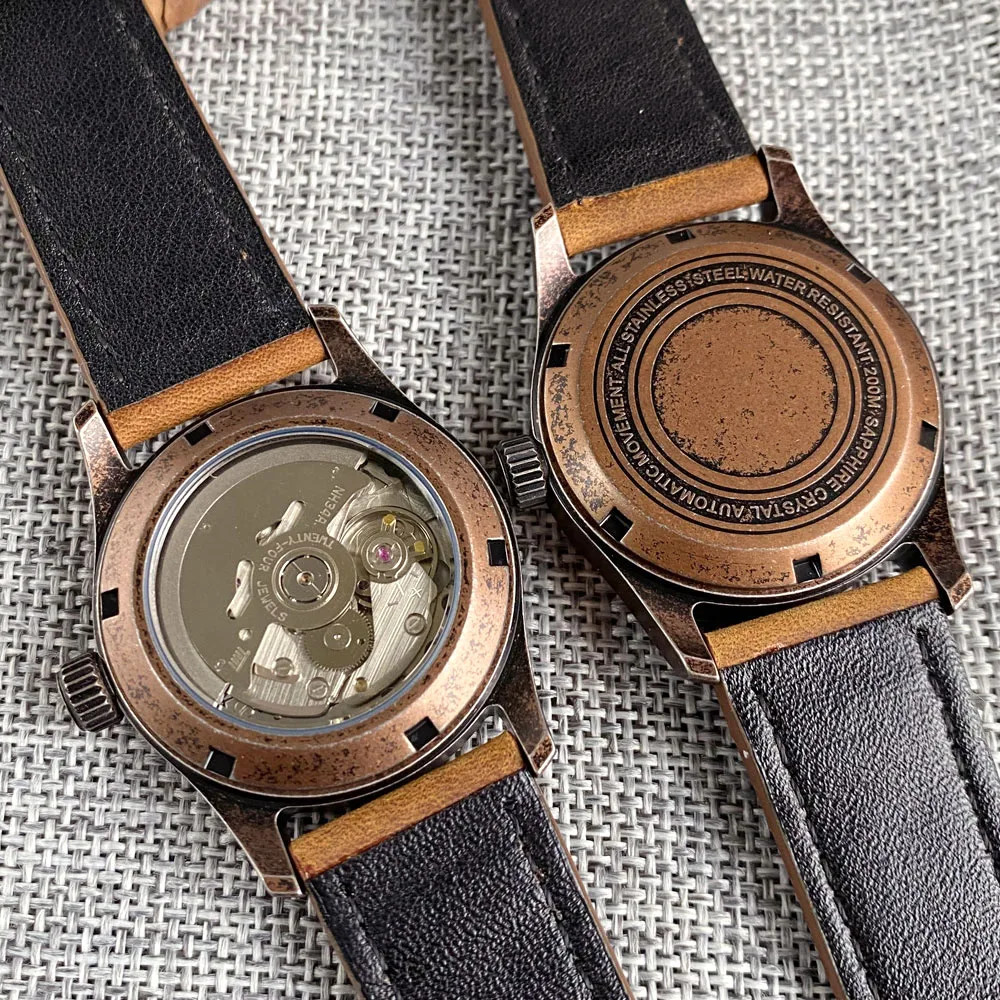 Tandorio 36mm Copper Plating Pilot Vintage Men Watches For Japan NH35 20ATM
