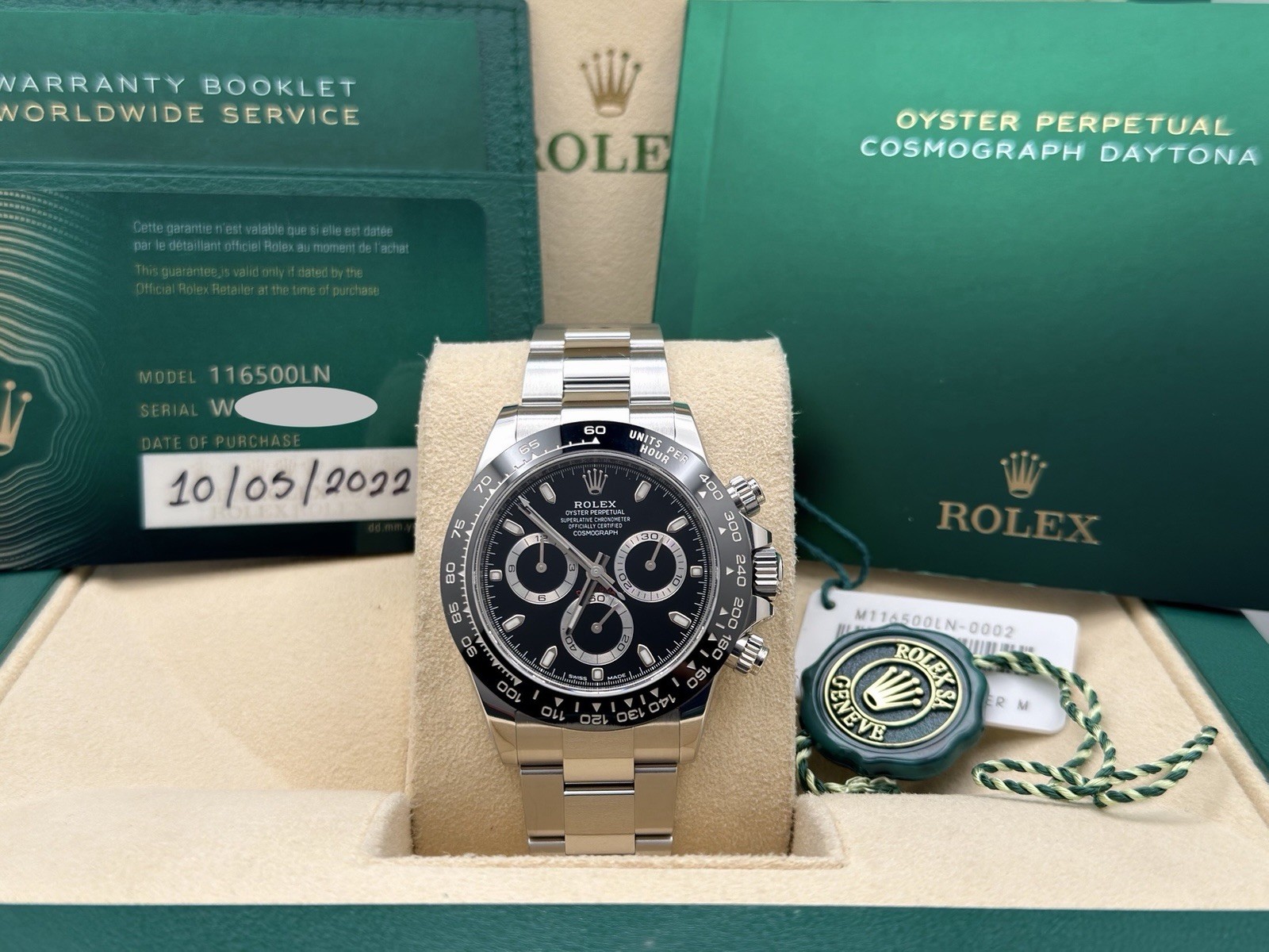 2022 Rolex Daytona 116500LN 40mm Black Dial Ceramic Bezel Steel Box Paper