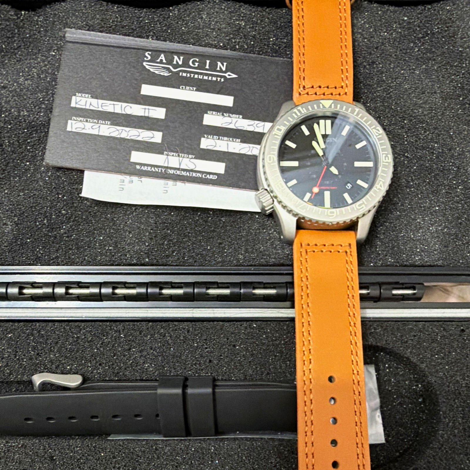 KINETIC II K2 Expedition Matte Watch NEW brown leather and black rubber straps