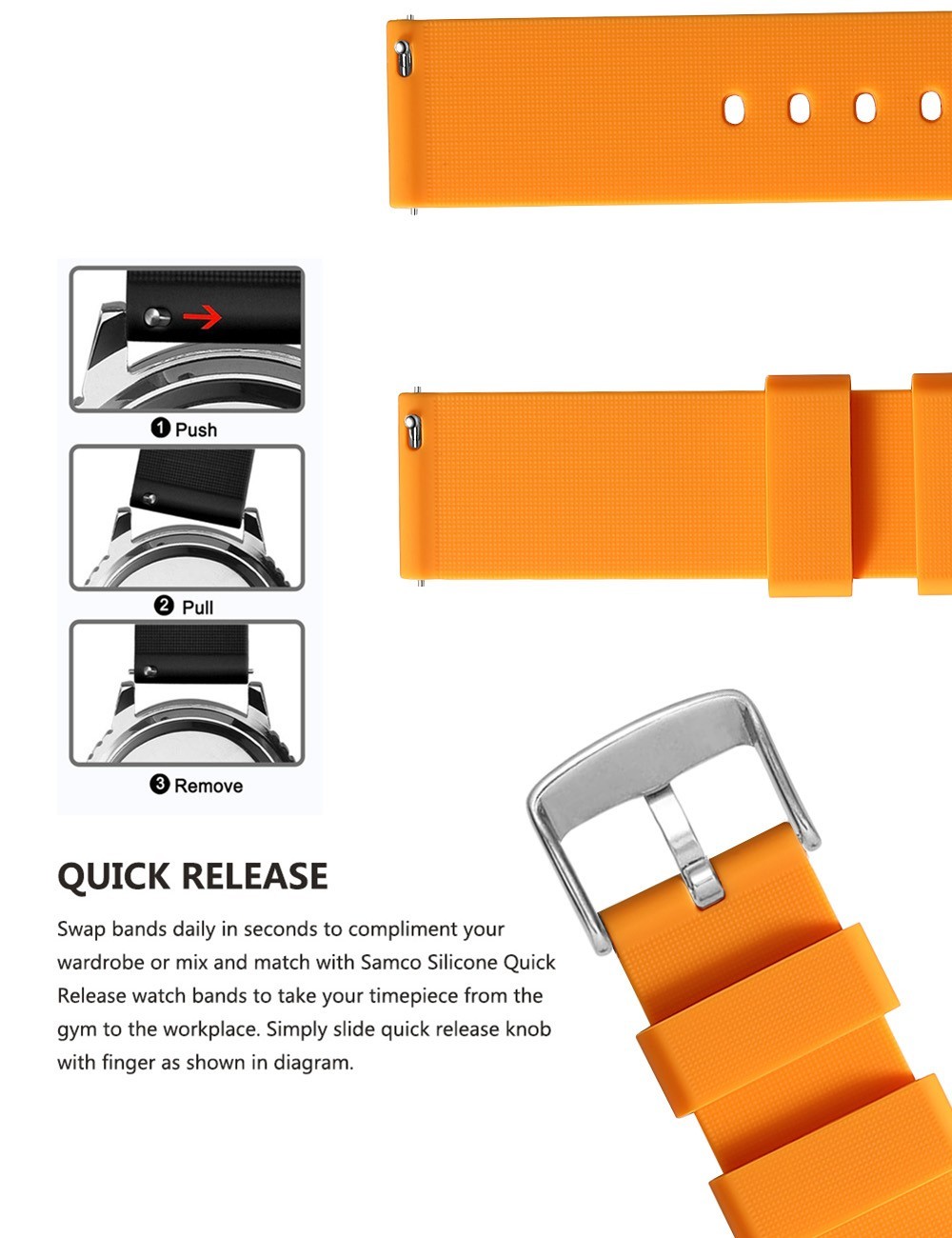 Soft Silicone Rubber Watch Strap /Smart Band 22mm Quick-release Pins – UK Seller