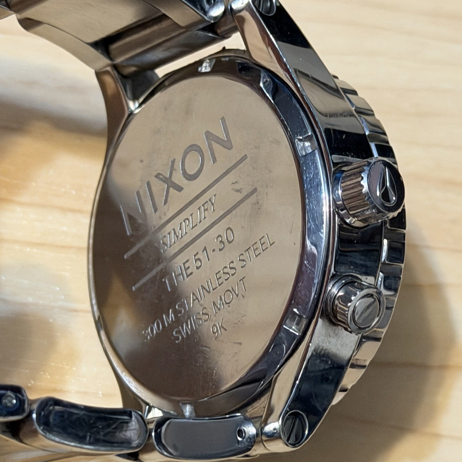 Nixon The 51-30 “Simplify” Black Silver Men’s Surf Analog Tide Watch RUNS READ