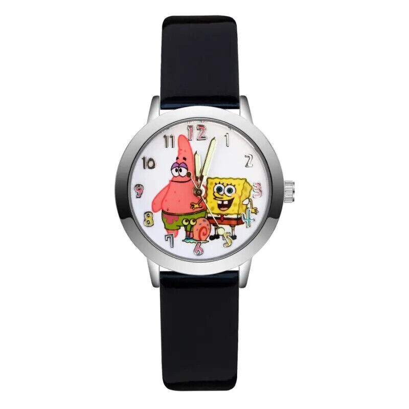 Spongebob Squarepants Character Genuine Leather Band Timepiece