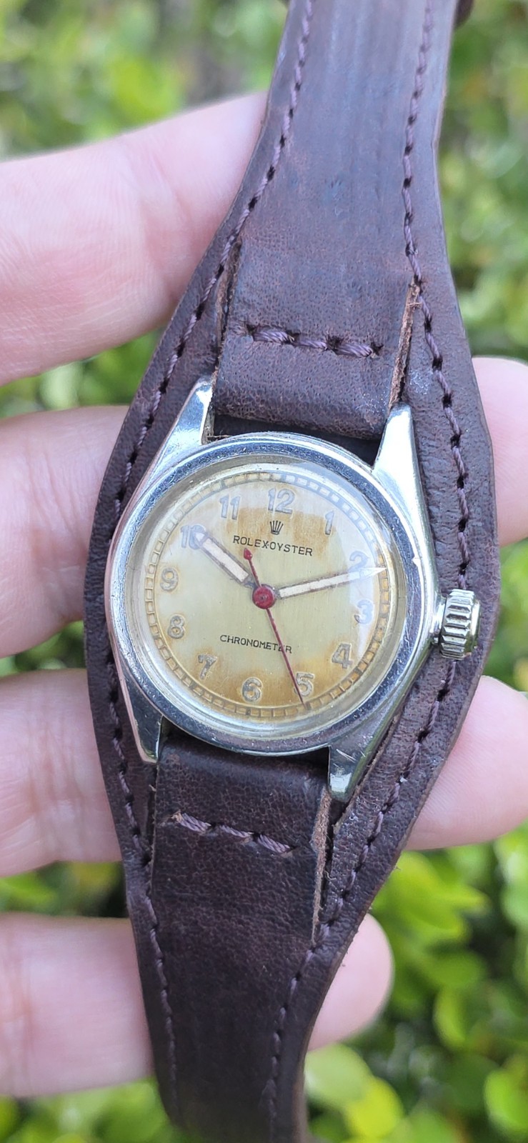 Vintage ROLEX Oyster Chronometer Ref 2595 Military 29mm Patina Dial Manual Watch
