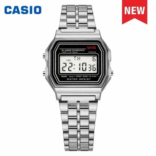 F-91W-1 Men’s 2025 Digital Silver Steel Watch Classic Alarm Light Waterproof