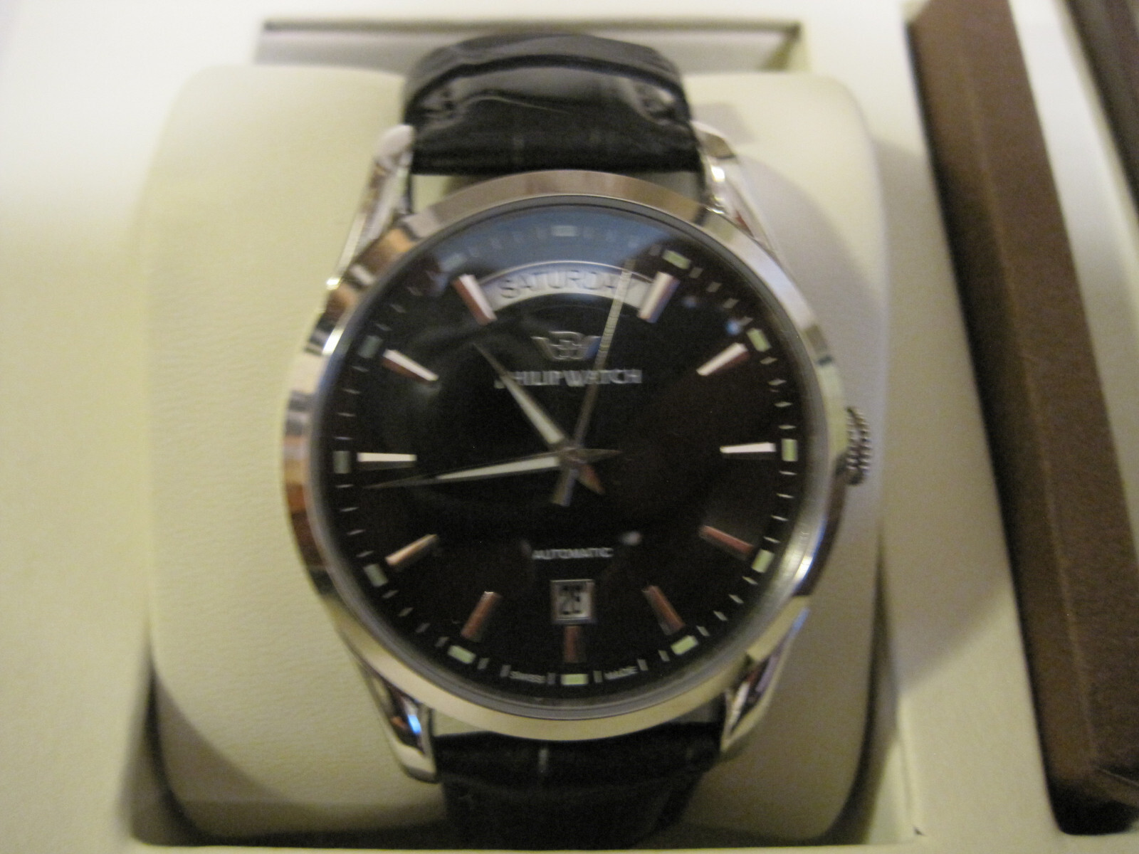 HB 121 mans stainless steel PHILIP sunray day/date 26 jewel automatic watch