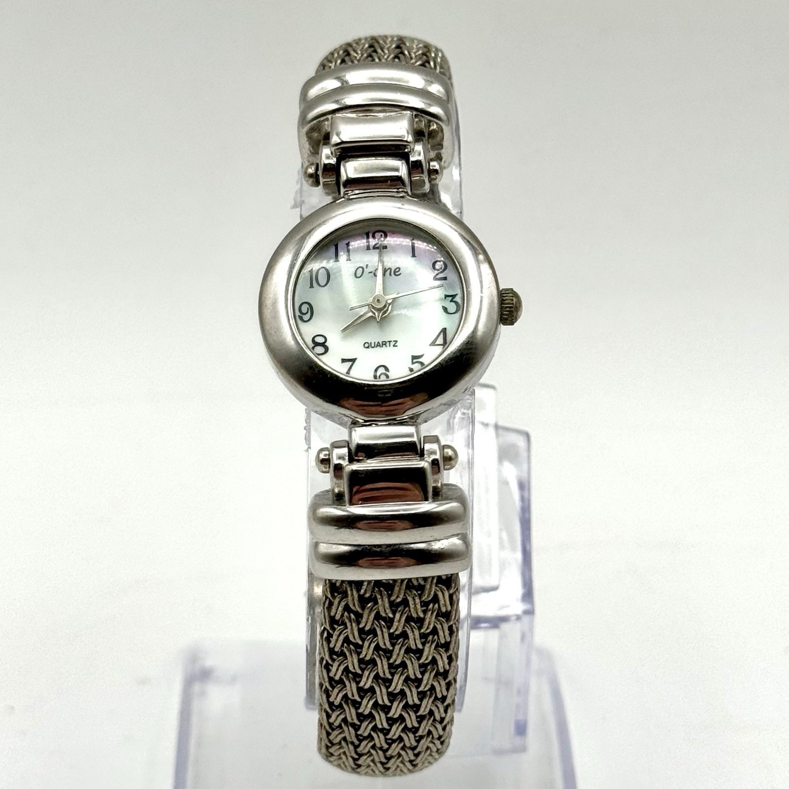 O’ -One Watch Silver Bangle Cuff MOP Dial Vintage Fashion Quartz Japan Movement