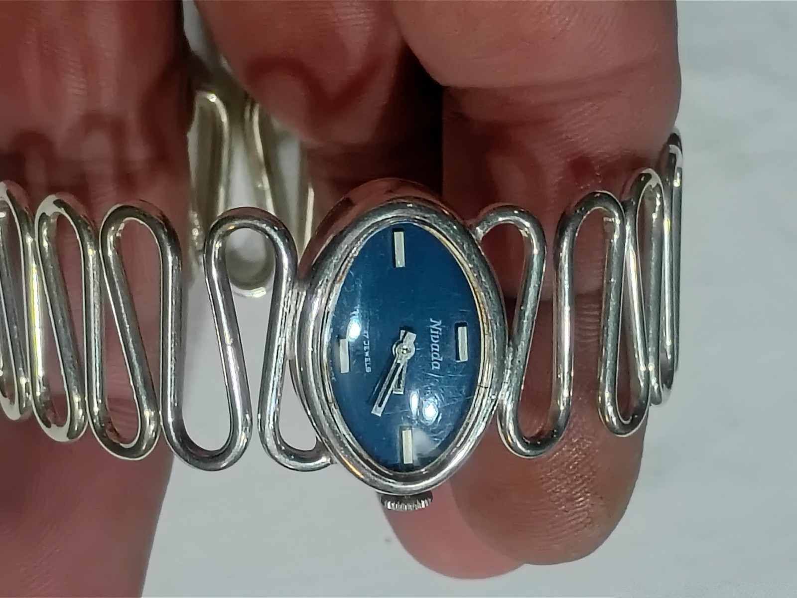 Nivada Grenchen & Andreas Daub Modernist .800 Silver Watch ( Running).