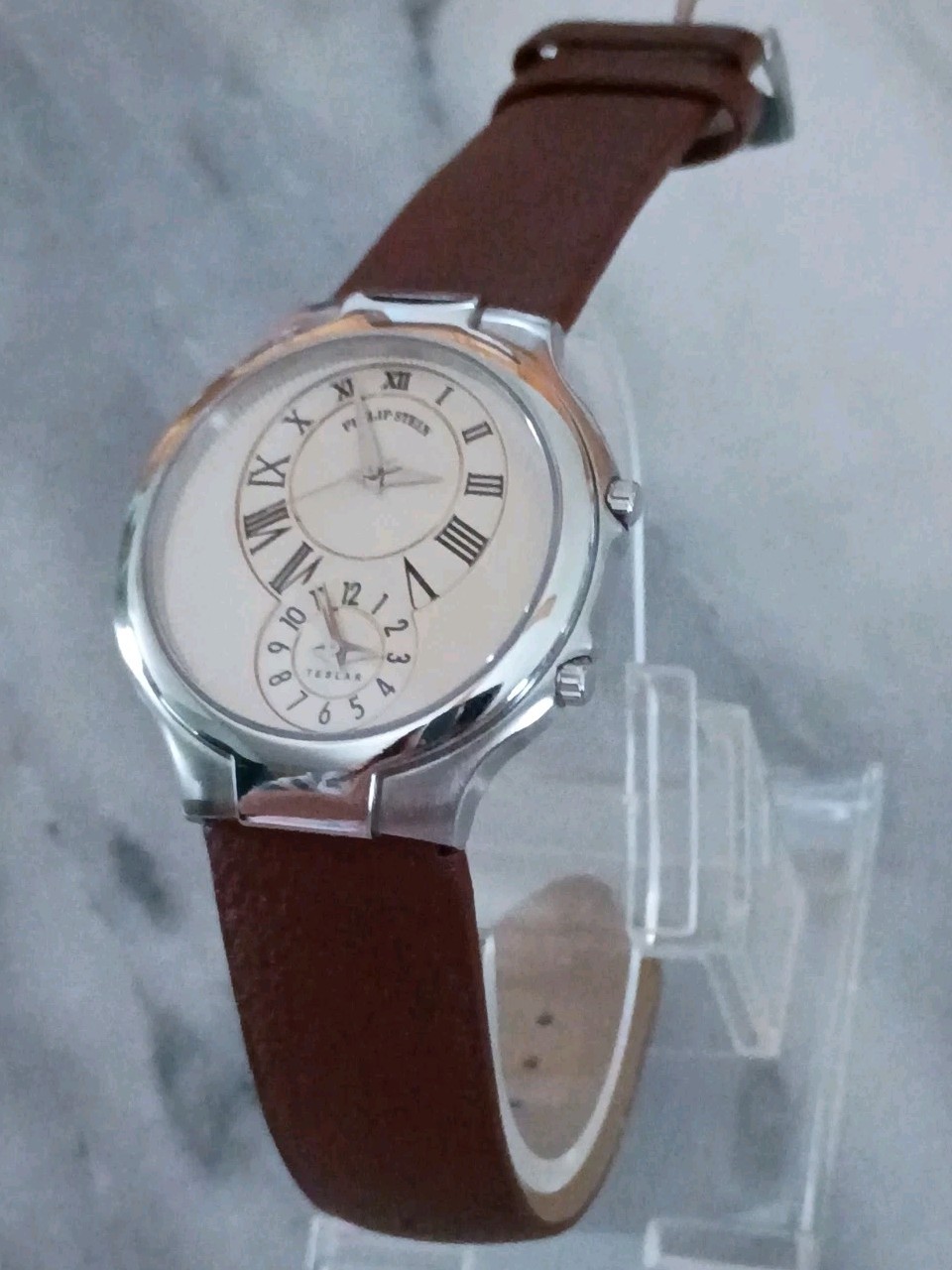 PHILIP STEIN TESLAR MEN’S 38MM DUAL TIME WATCH