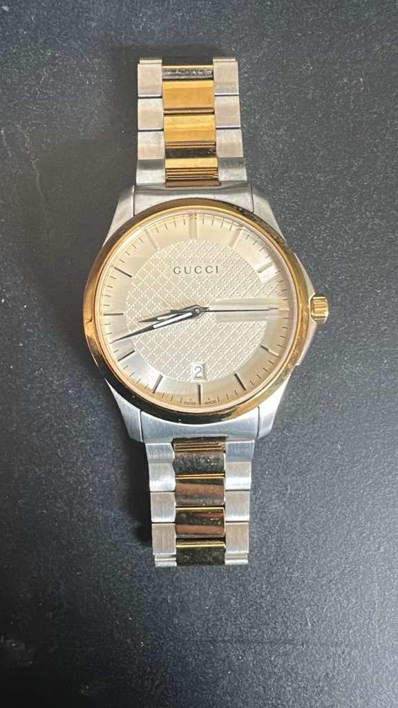 Gucci G-Timeless 126.4 YA126450 Silver Dial Two Tone Steel Quartz Watch 38mm,