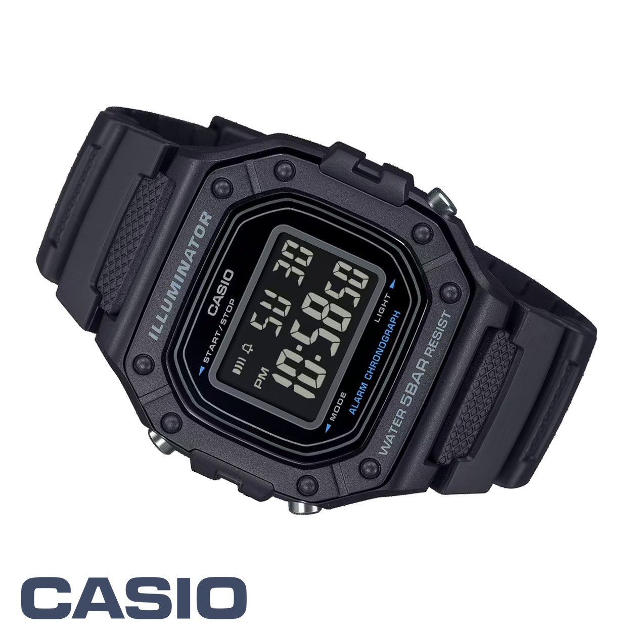 CASIO W-218H-1BJF Negative LCD 7 Year Battery WR50m Standard Digital Watch