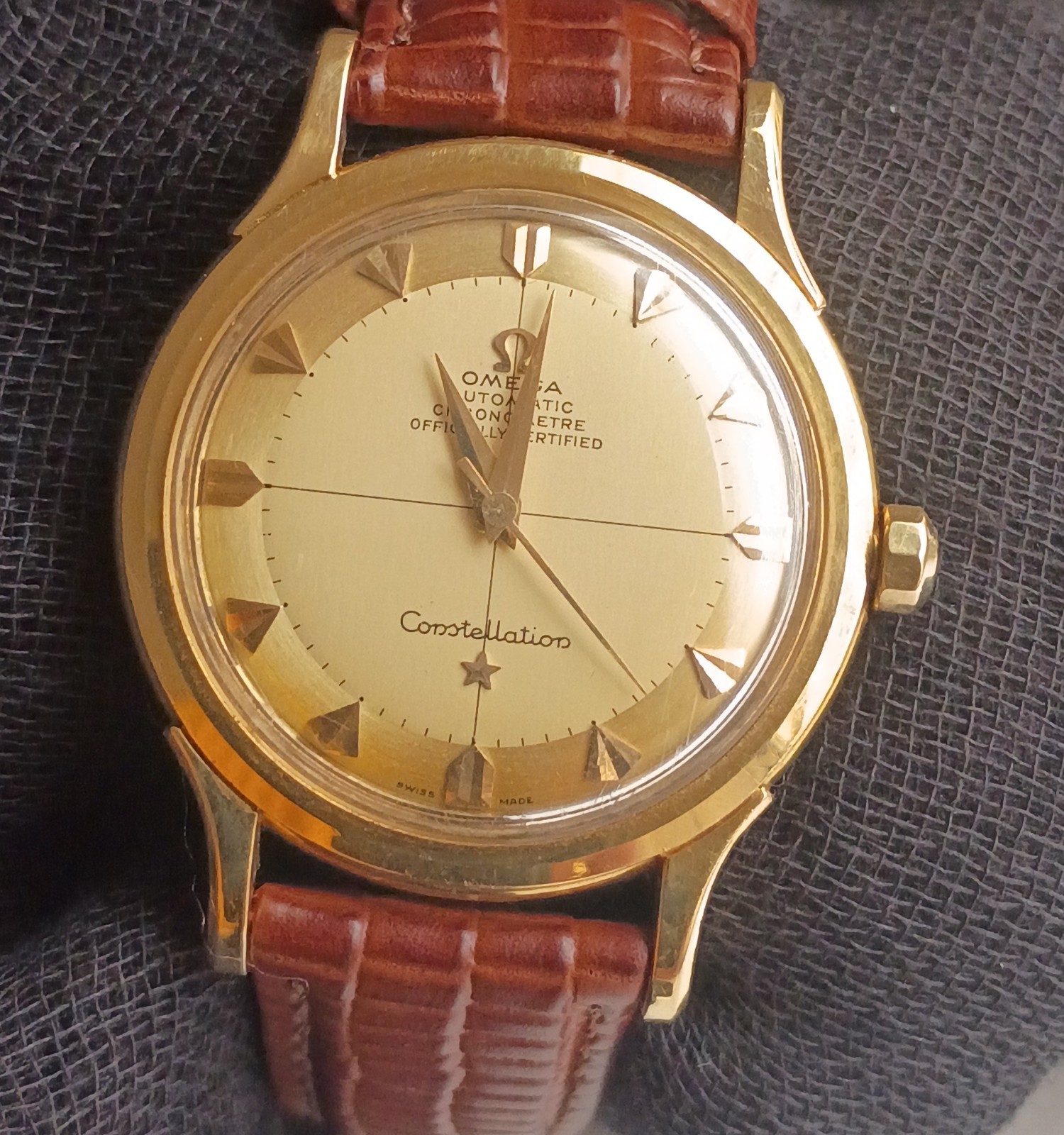 18k Solid Gold OMEGA Constellation Arrow Markers Automatic Vintage Men’s Watch