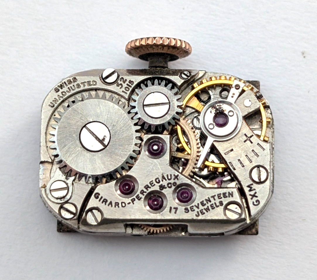 Vintage GIRARD PERREGAUX 17j Black Dial Ladies Watch Movement 11mm PARTS REPAIR
