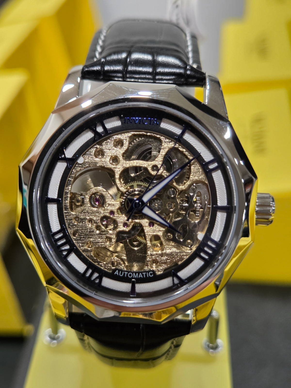 69126 – Invicta AUTOMATIC Objet D Art Epigraph Men’s Watch w/ Skeleton Dial