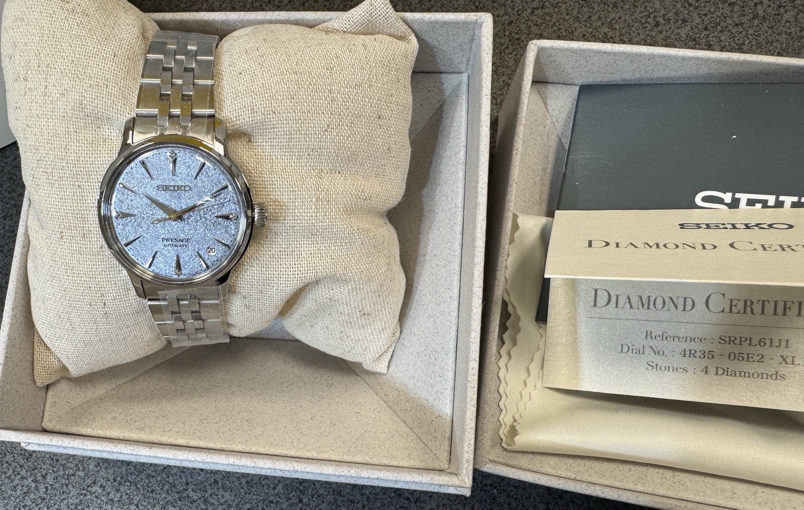 Seiko Presage Cocktail Time Automatic Blue Dial Diamonds Women’s Watch SRPL61
