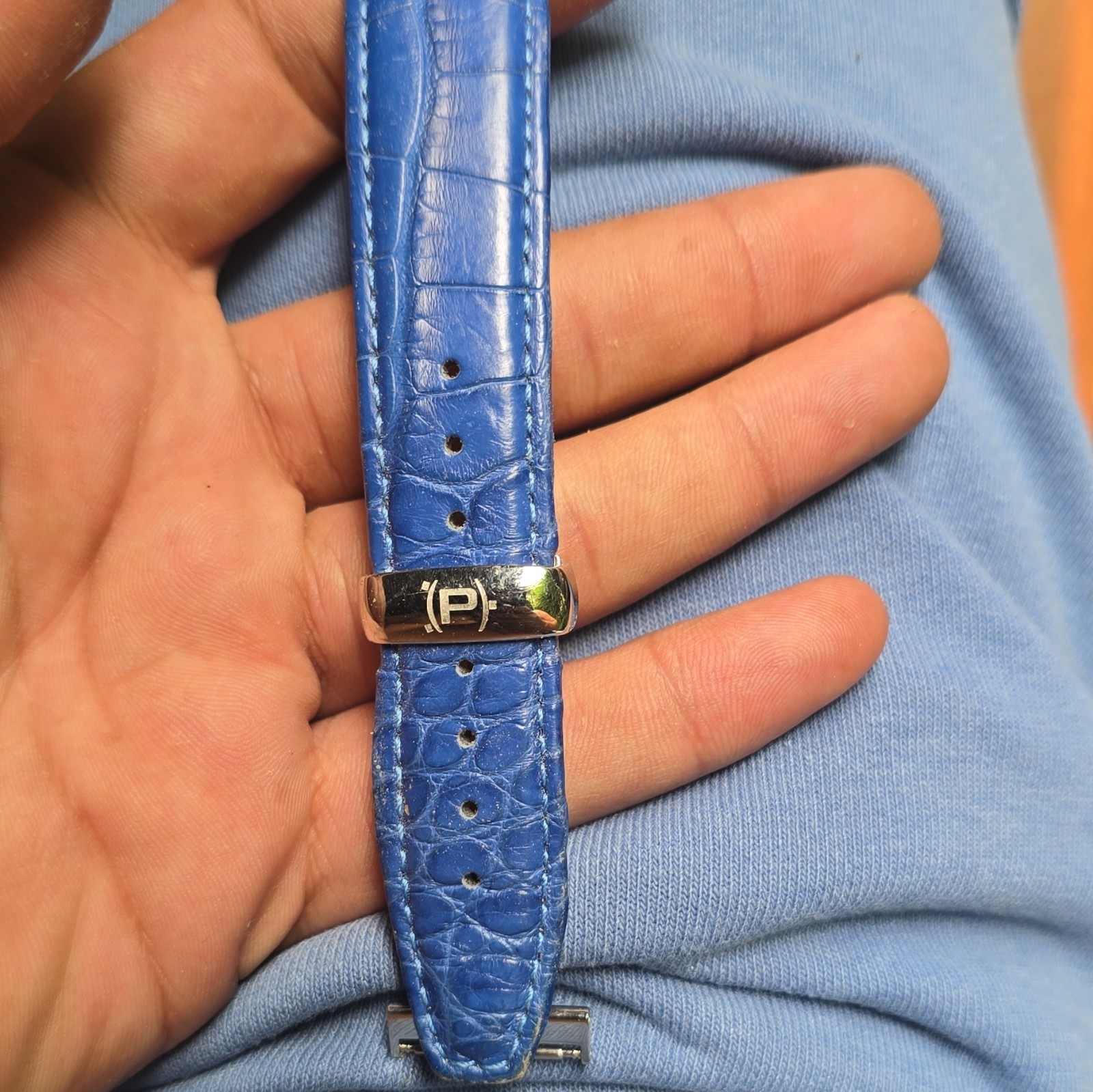 Pippo Lifetime Automatic Analog Watch 50m Silver Steel Blue Leather Strap