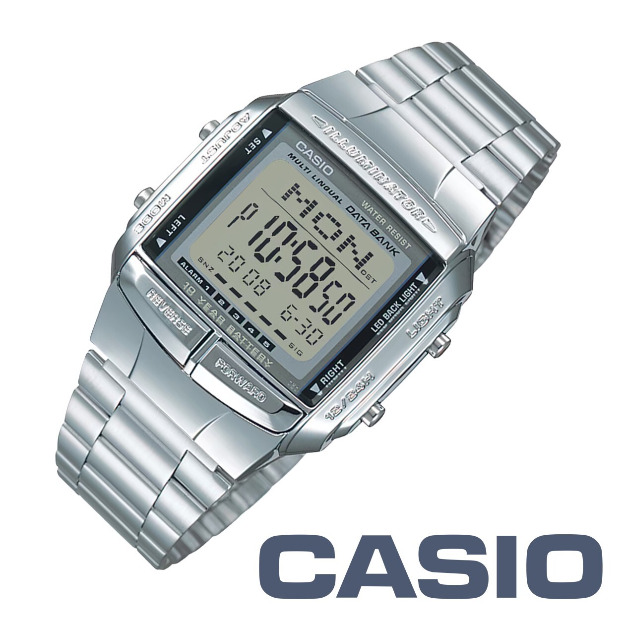 CASIO DATA BANK DB-360-1AJH Classic Digital Watch Stainless Steel Band