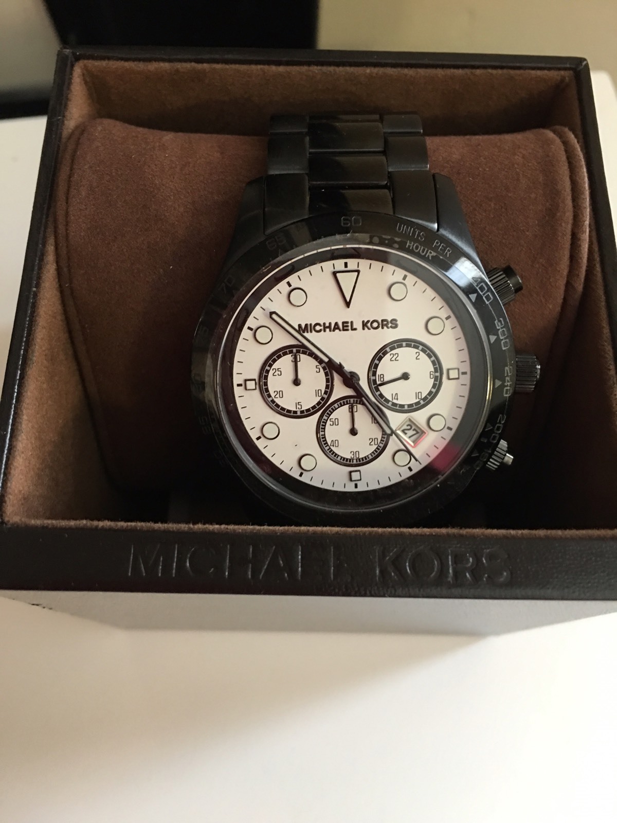 New Michael Kors Chronograph Black Steel Bracelet Watch MK6083