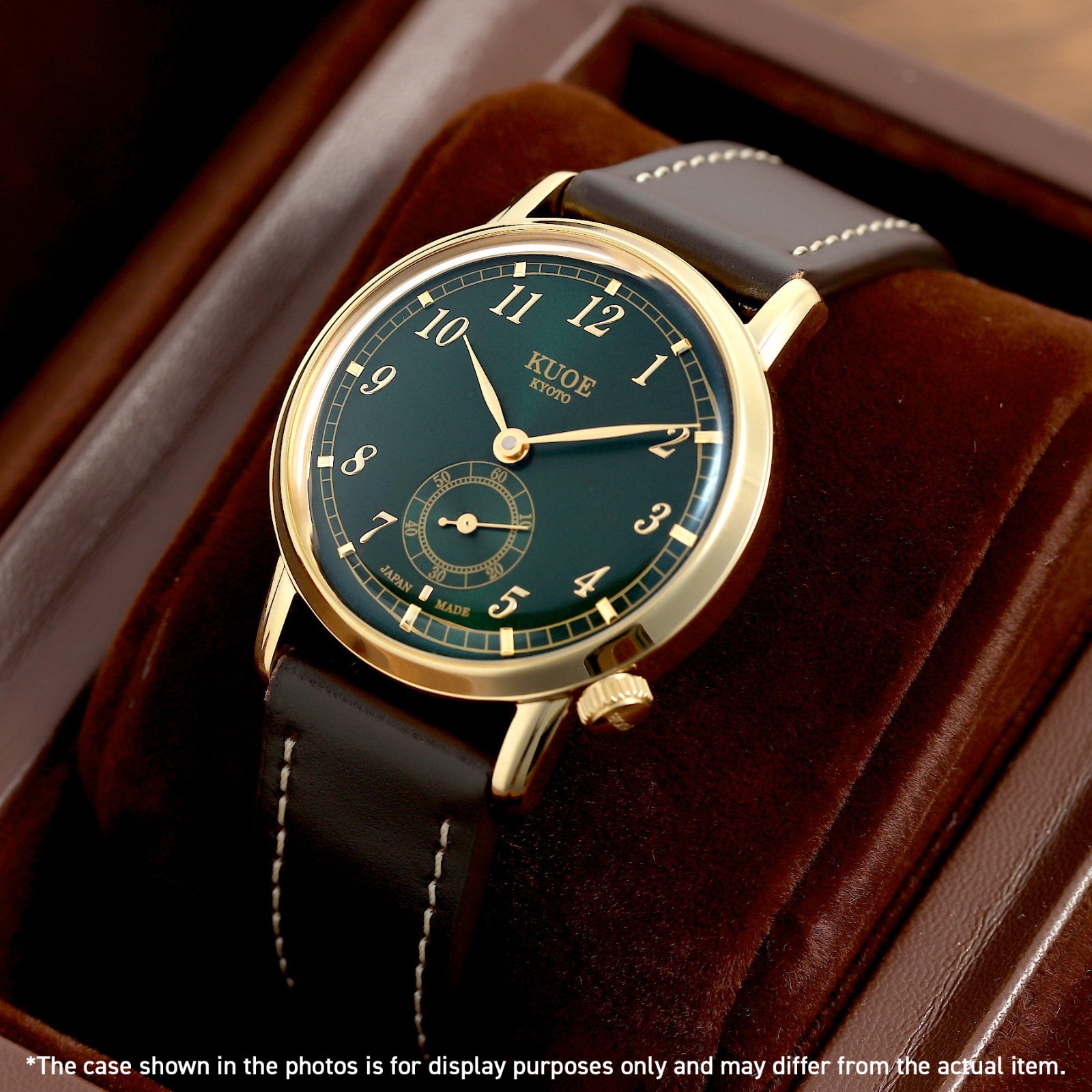 KUOE KYOTO OLD SMITH 90-007 Small Seconds Automatic Green Dial Brown Strap 35mm