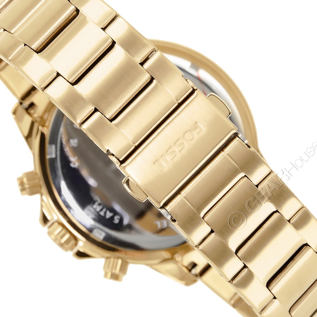 FOSSIL Bannon Mens Multifunction Watch Dark Green Dial Gold Stainless Steel Band