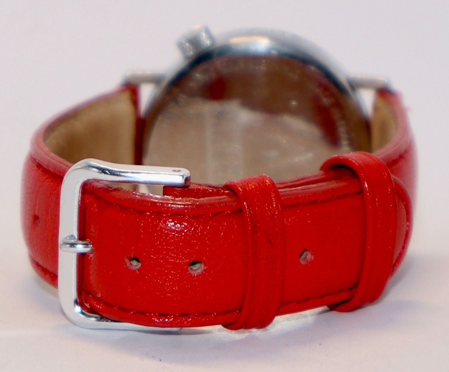 Akteo J.C. Mareschal Flower Theme Watch Flowers & Sunshine Red Leather Band