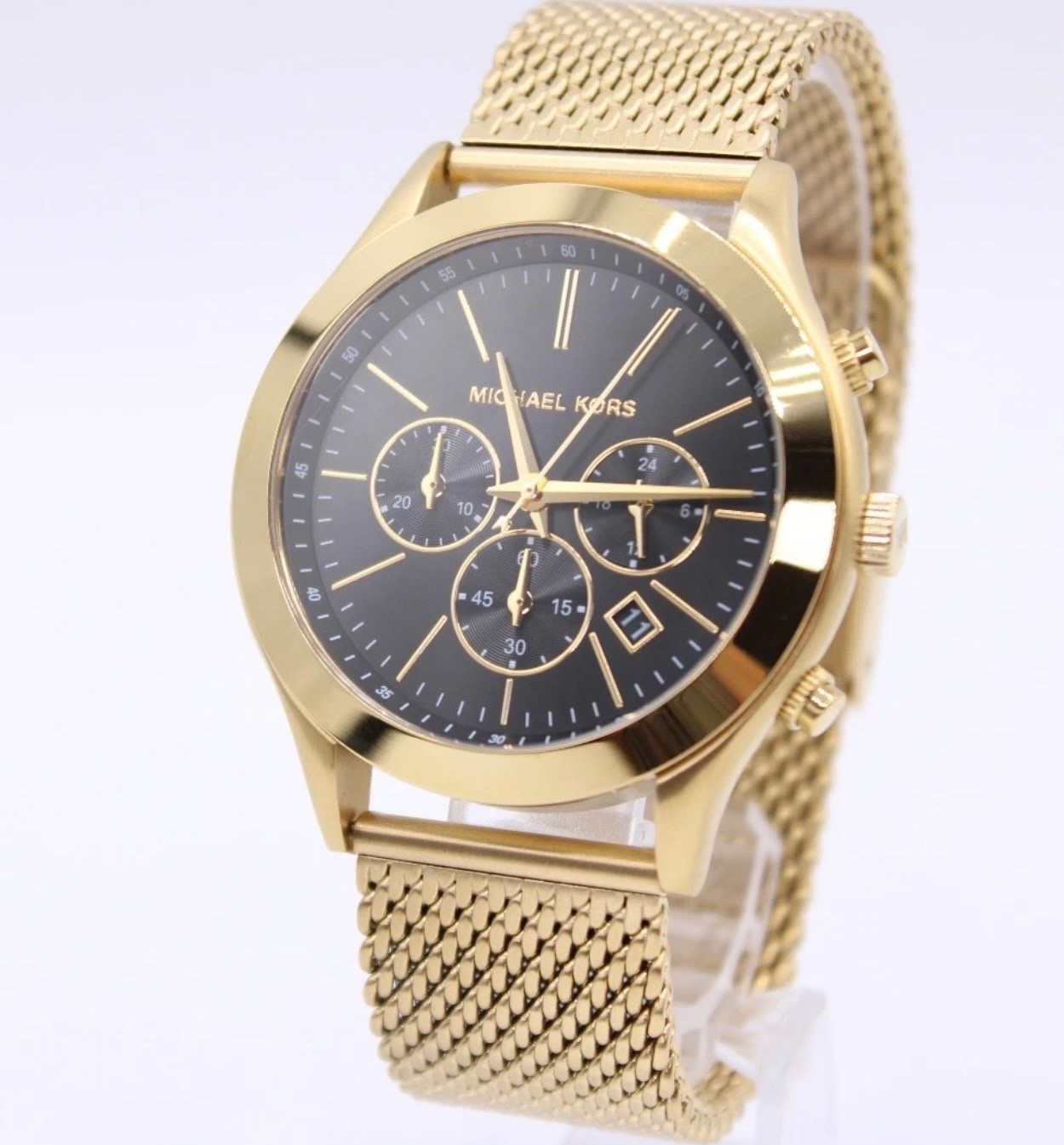 MICHAEL KORS 44MM MK9057 Slim Runway Black Dial Gold-Tone Men’s Watch