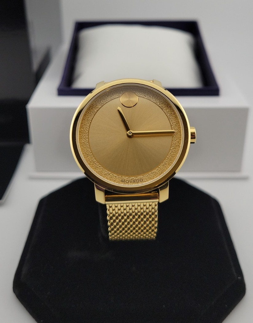 Movado Bold 3600580 Women’s Gold Tone Mesh Bracelet Gold Dial Watch ⌚