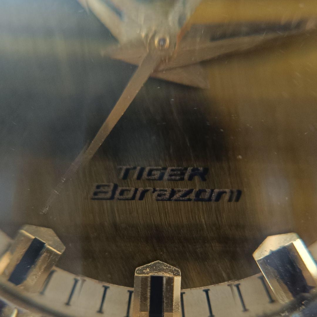 Technos Borazon Tiger Eye Men’s Watch 70’s 5 Vertical Cut Glass Authentic