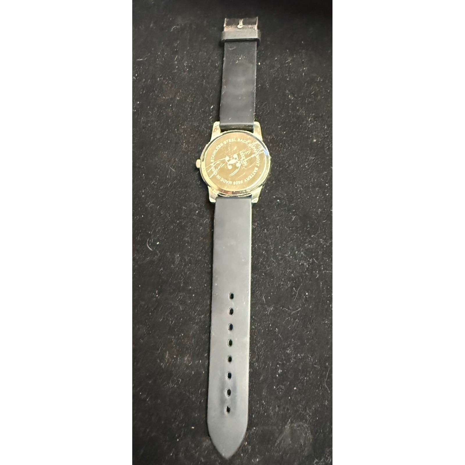 Quartz Multi-Function Watch Black Dial Crystal Bezel Black Rubber Strap No. 2201