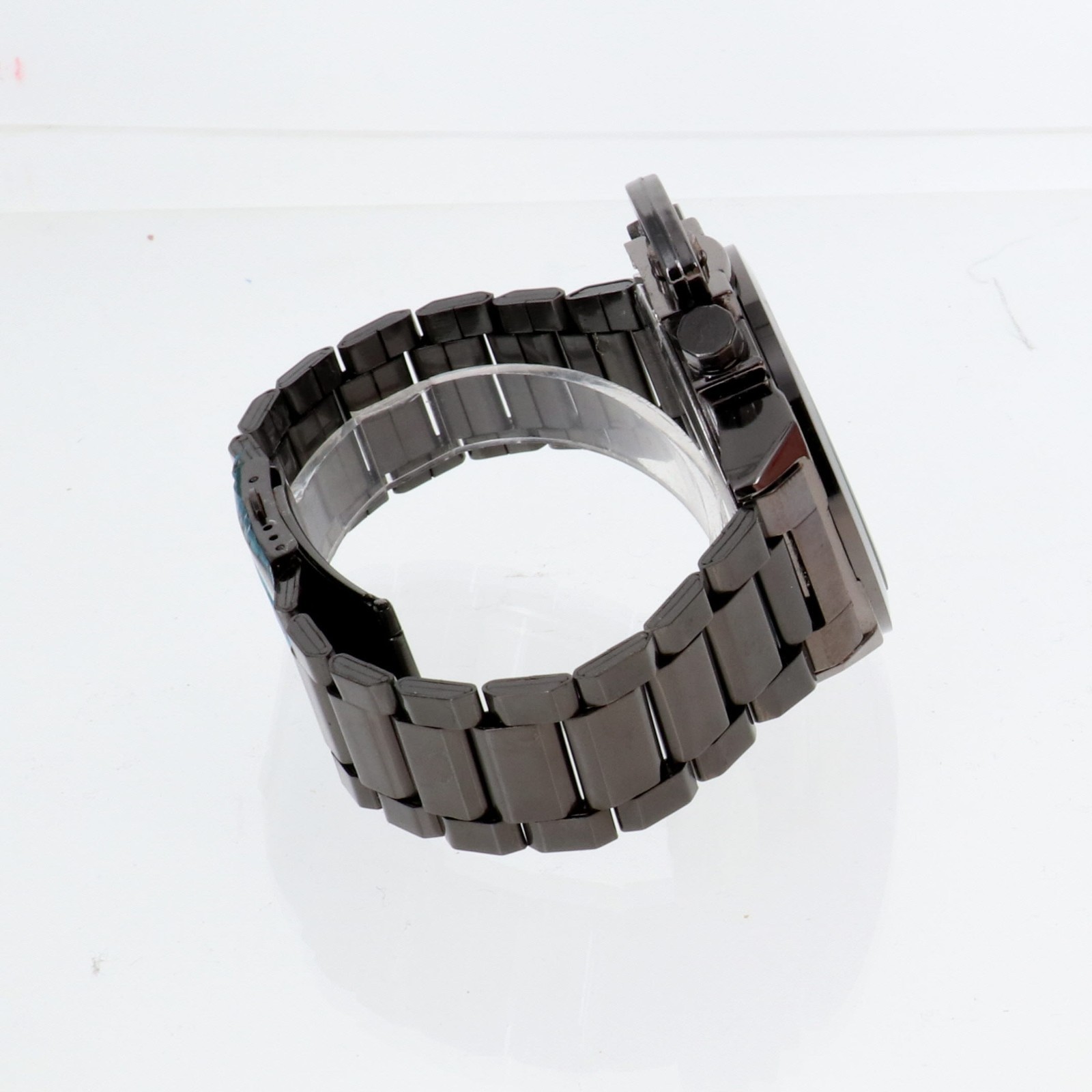 Geneva collection Men’s Oversize Watch & Crown Gun Finish Metal Band 61mm Wide