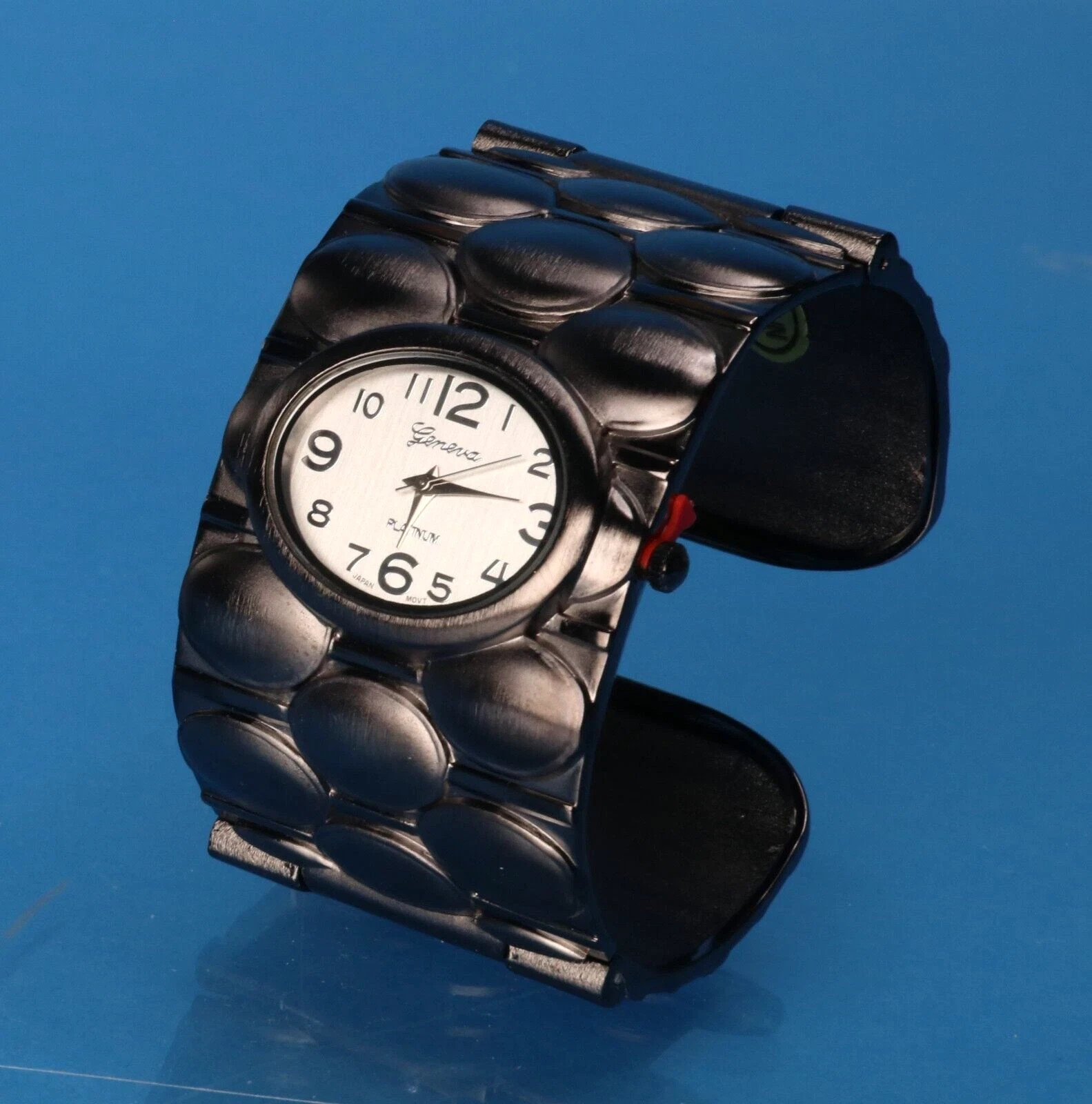Women Designer Style Gun Finish Fashion Wide Bangle Cuff Fashion Watch