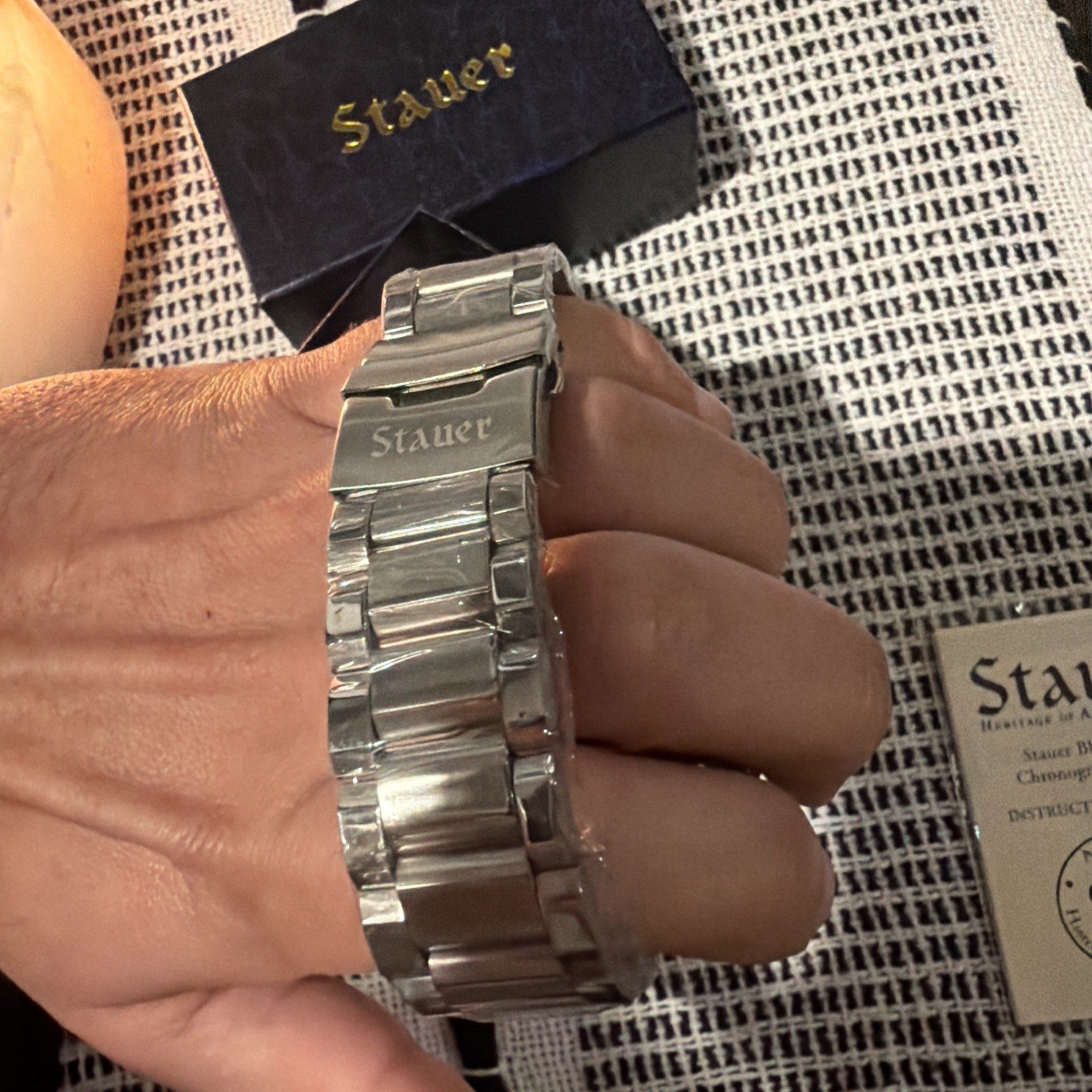 Stauer Blue Stone Chronograph Wristwatch With Box & Booklet Model