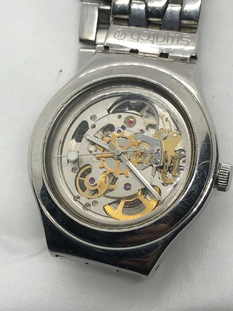 SWATCH Irony Skeleton Automatic Watch Running Clear Dial Stainless Steel #2828