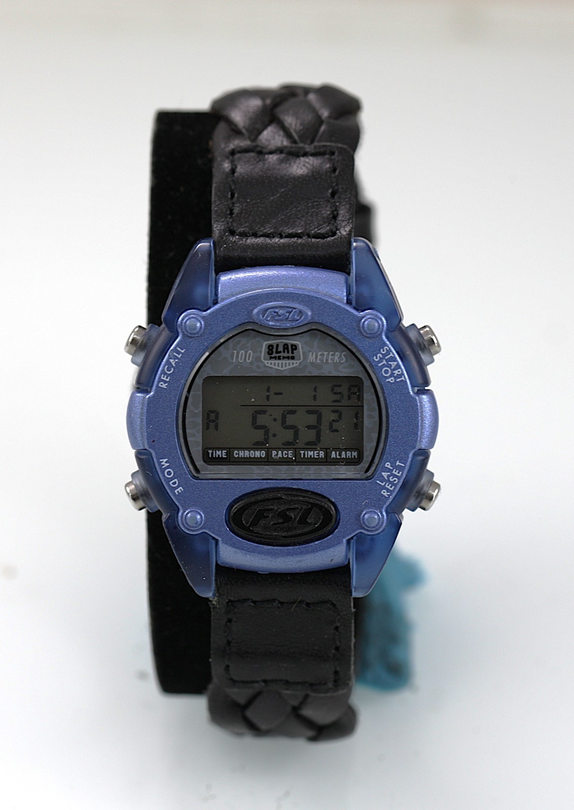Fossil FSL Watch Women 8Lap Date Light Alarm Chron Black Leather 100m Quartz