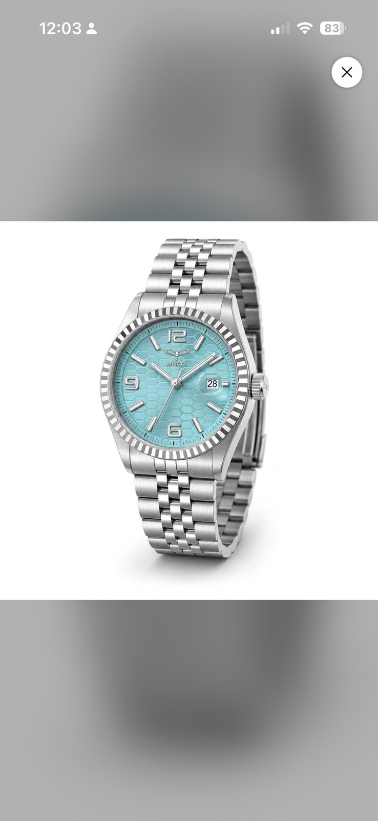 Invicta Specialty Men’s Quartz Wristwatch Silver Bracelet Blue Dial Date