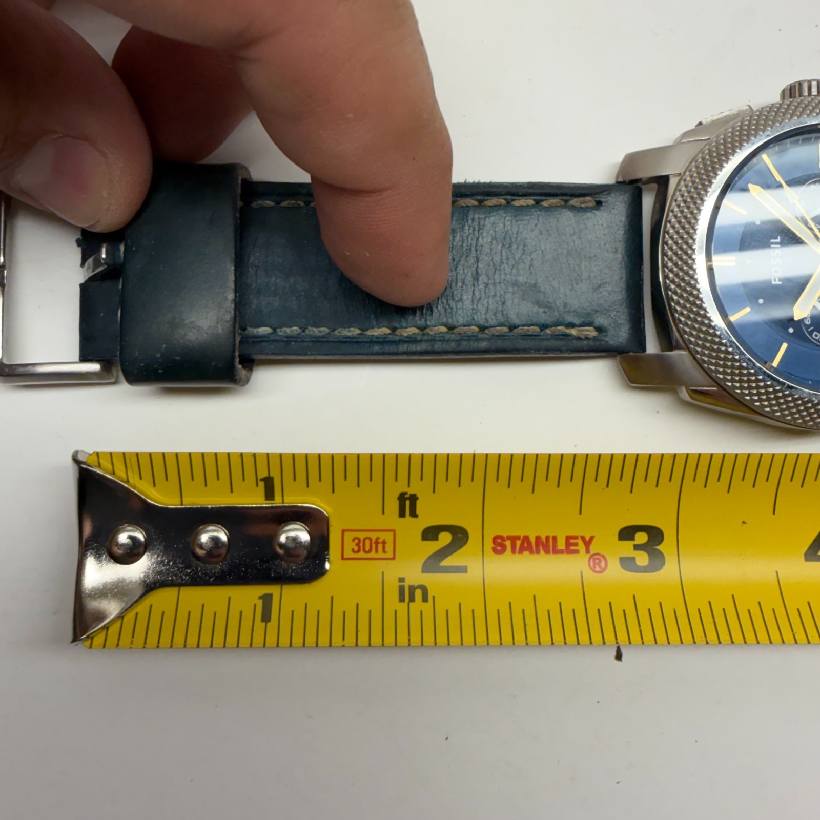 Fossil FS5262 Machine Chronograph Men’s Watch Blue Dial Dark Green Band – AS IS